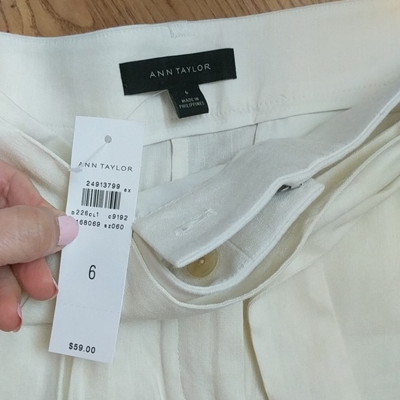 ⭐ Ann Taylor Linen Pleated Shorts w/ Tie Sash NWT - Picture 3 of 8
